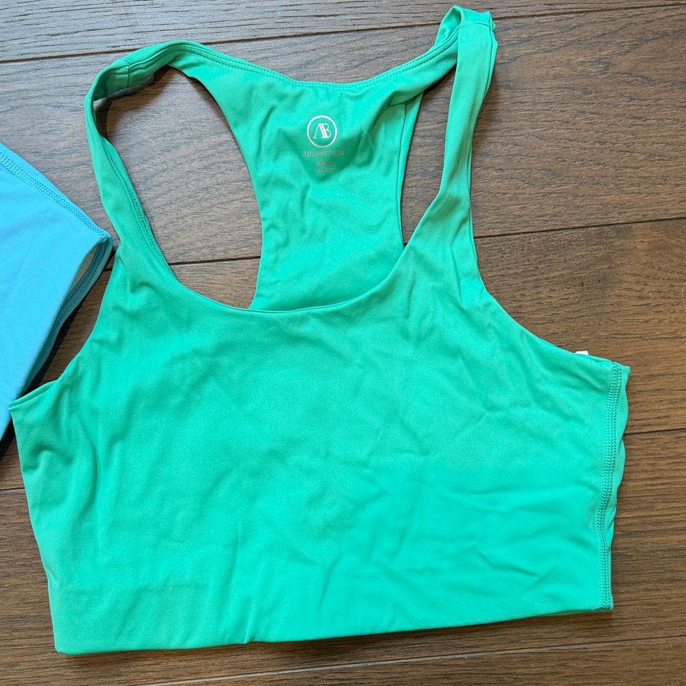 Addison Bay Women's Smooth Sport Arch Racerback Sports Bra Medium Blue and Green - Picture 2 of 7